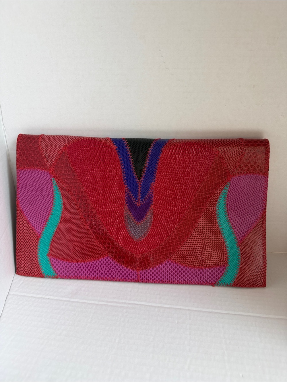 Vintage Furst & Mooney Karung Snakeskin Patchwork Clutch
